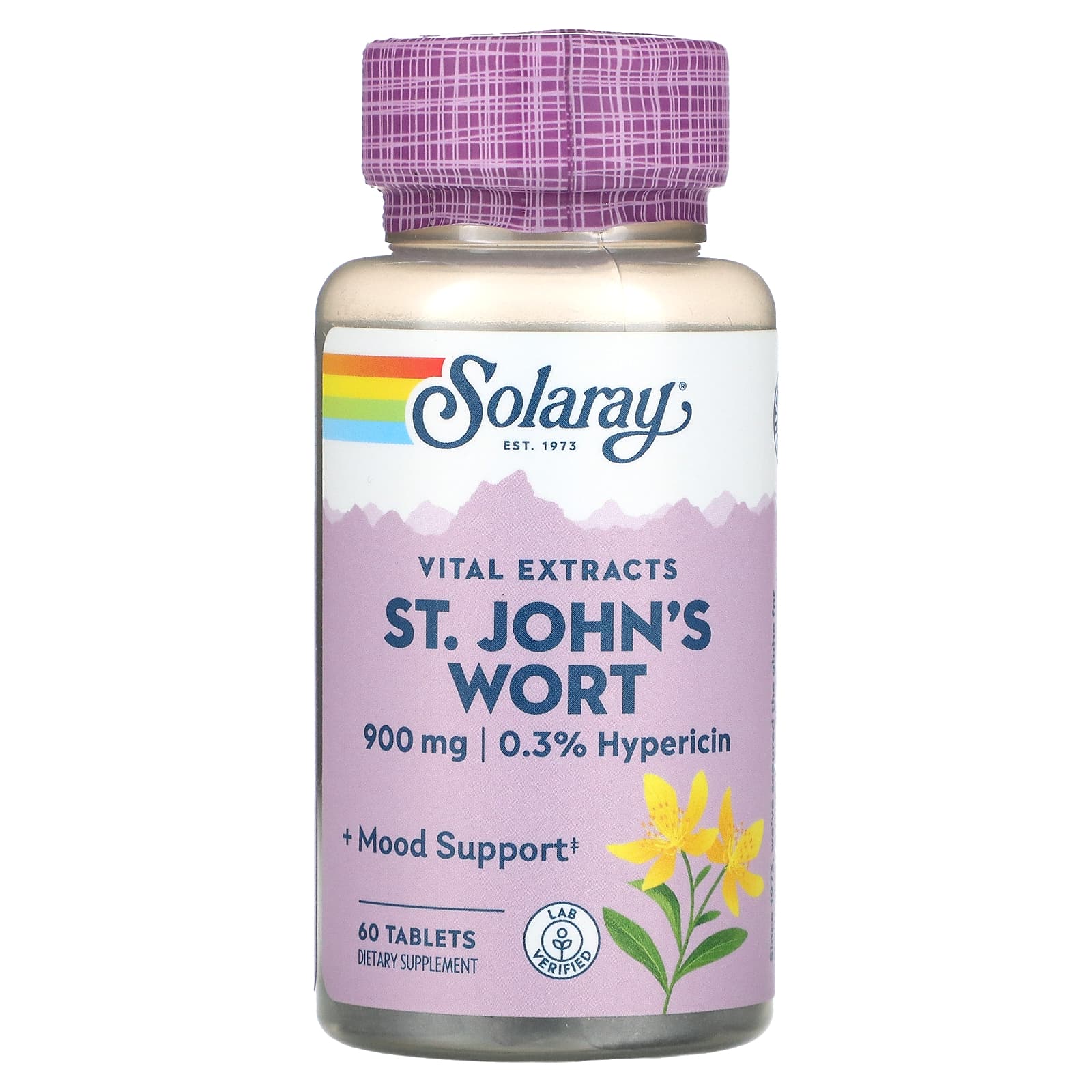 Solaray, St. John's Wort 1 Daily 900 mg, 60 Tablets UPC 076280377682 | HiLife Vitamins